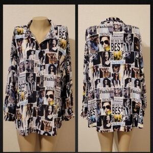 John + Mark  Button Front Blouse Size Large